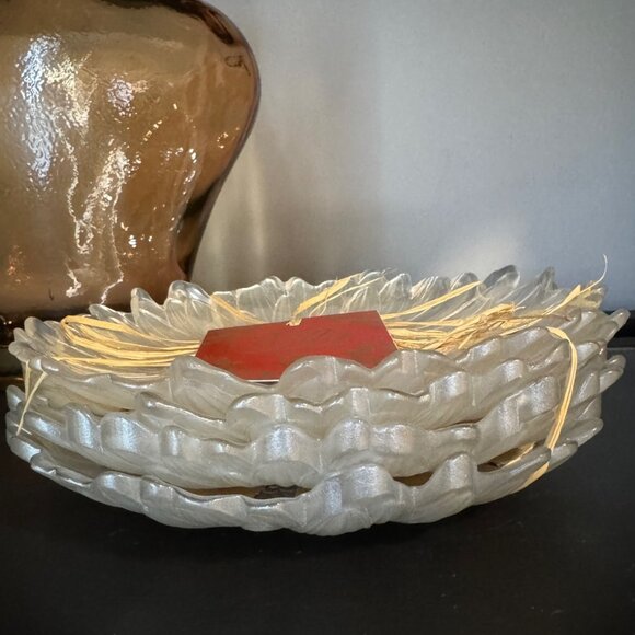 Sunflower Shape Plate Set Glass Glazed Cream Made in Turkey Villa Collection - Picture 9 of 13